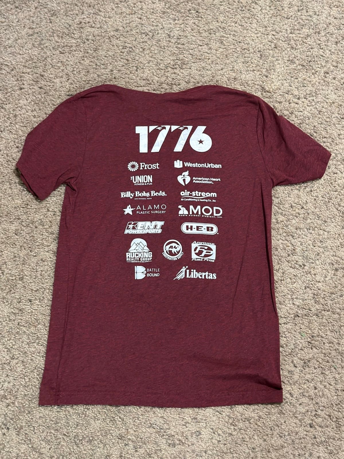 Red Battle of the Buildings T-shirt back sponsor design